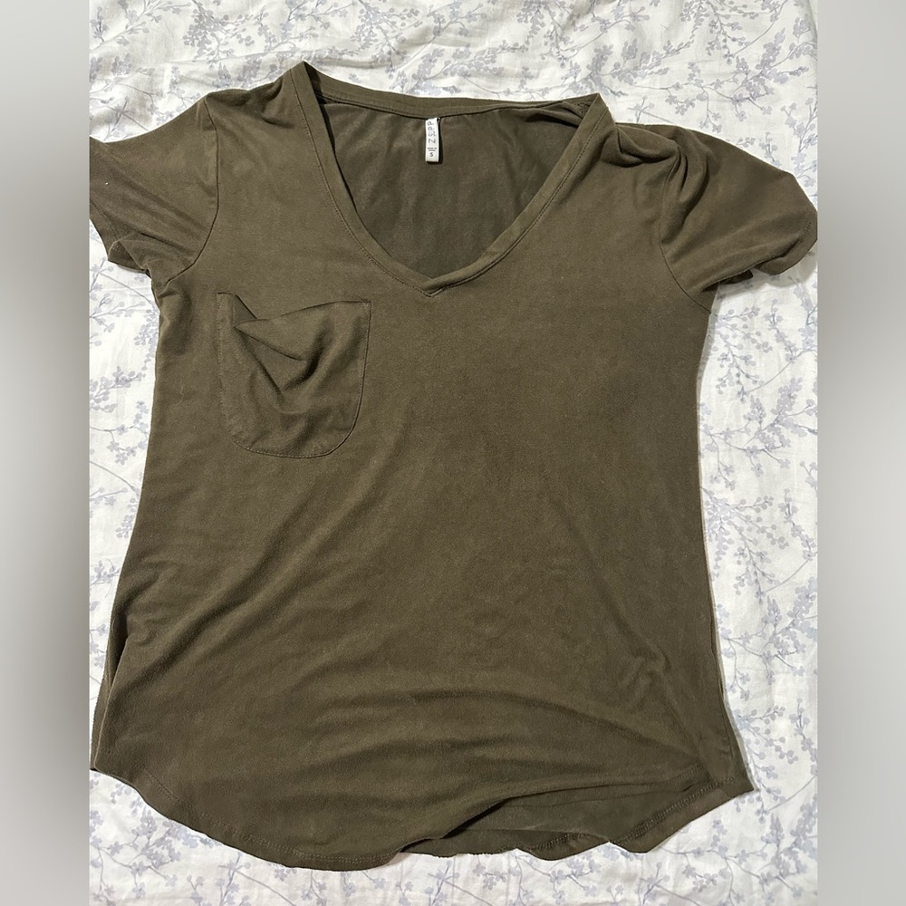 Faux suede shirt with mini pocket